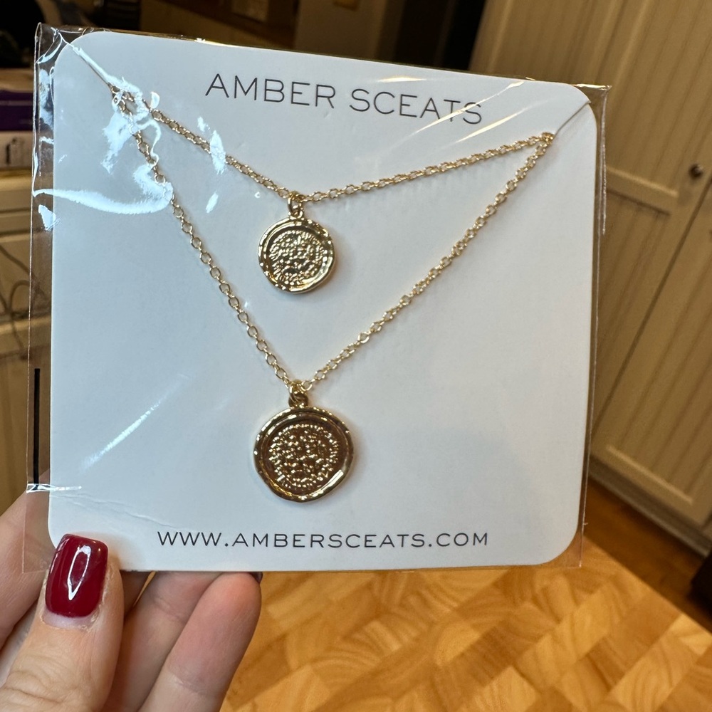 Amber Sceats Gold Double Pendant Necklace